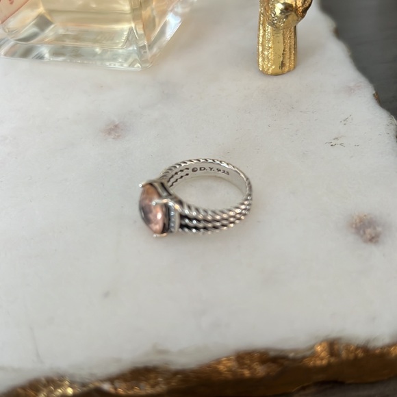 David Yurman Petite Wheaton Ring with Morganite and Pave Diamonds - Picture 5 of 9